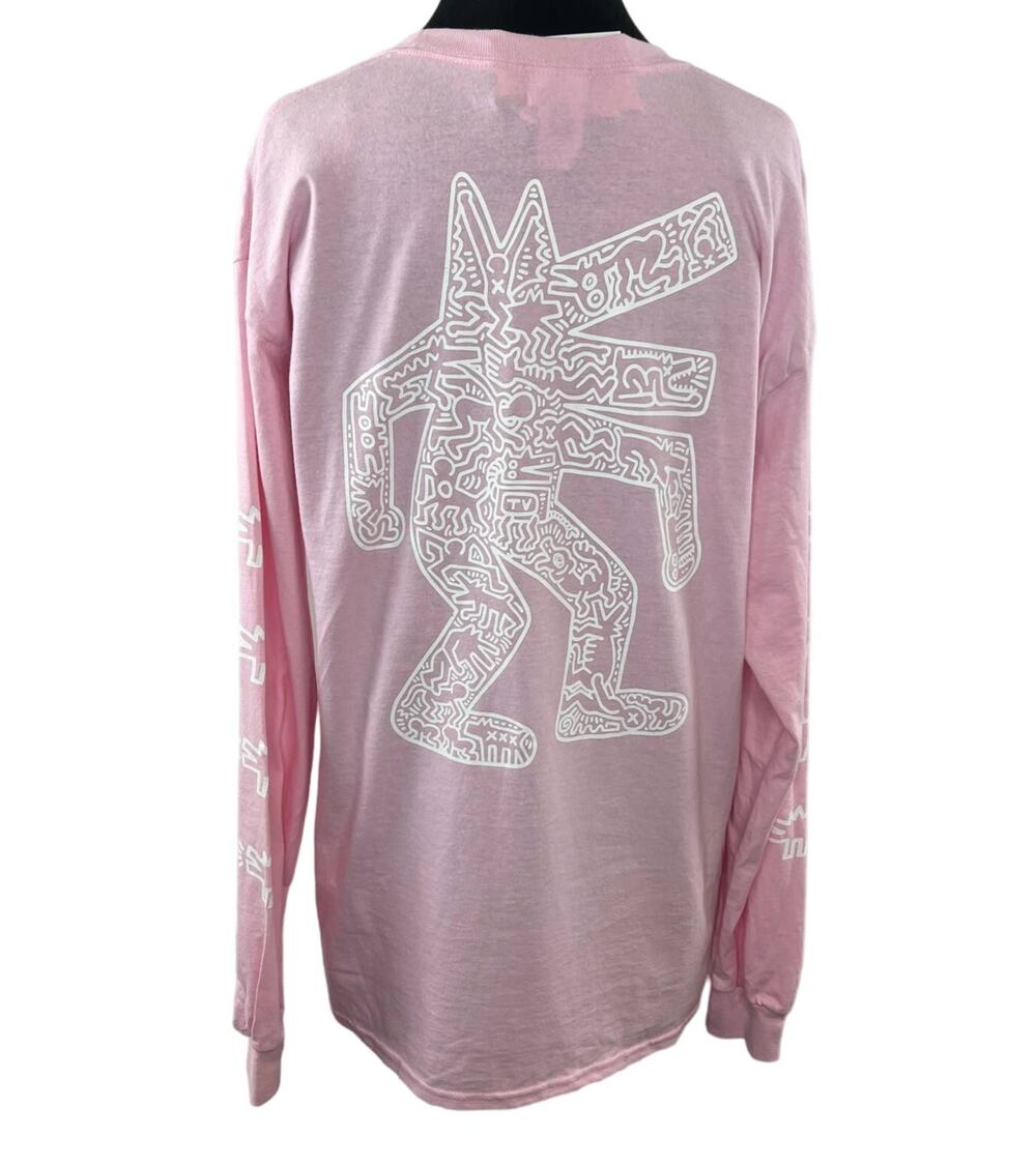 Nuono x Keith Haring Pink White Large Graphic Art Long Sleeve Tee Shirt Japan L